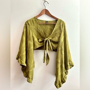 Green Tie-Front Blouse
